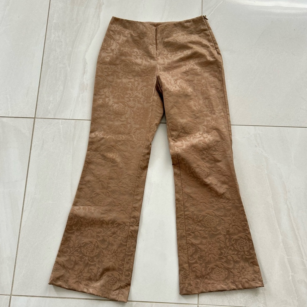 90s Beige Jacquard Pants / Size 4